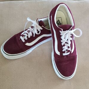 Vans Burgundy and White Sneakers